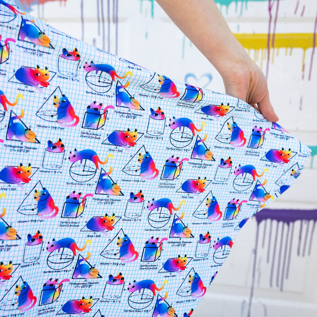Adult "You Gotta Be Euclidin' Me" 3D Math Cats Super Twirler Dress with Pockets