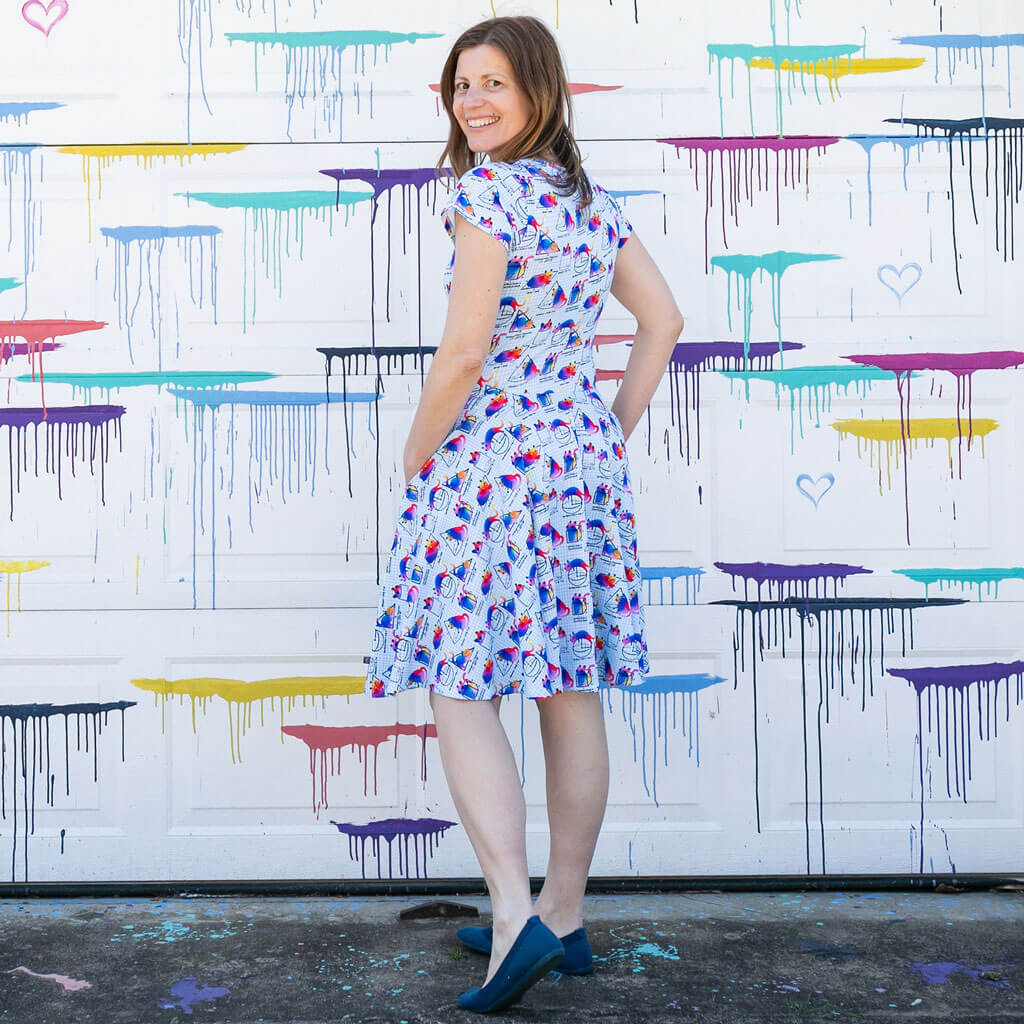 Adult "You Gotta Be Euclidin' Me" 3D Math Cats Super Twirler Dress with Pockets
