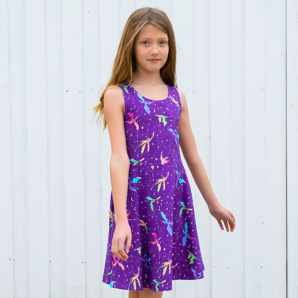 &quot;Star Fire&quot; Stellar Dragons Sleeveless Play Dress with Pockets