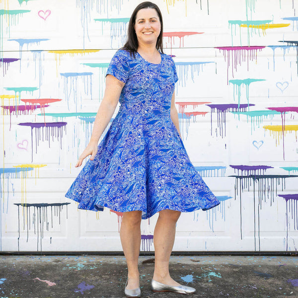 the tiers of the ocean rainbow metallic dress Adult Tide and Seek Ocean iSpy Super Twirler Dress with Pockets 28-30
