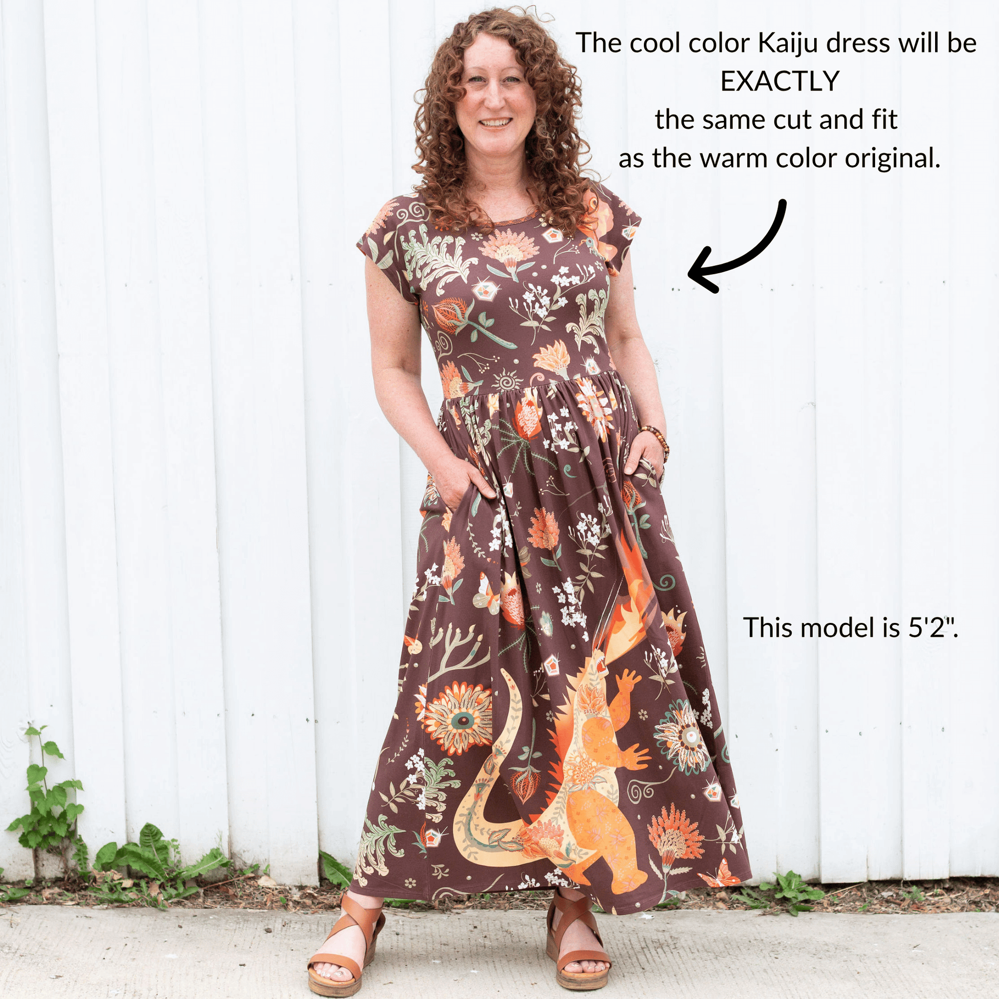 Adult Purple "Beast Mode" Kaiju Monsters Cap Sleeve Maxi Dress With Pockets