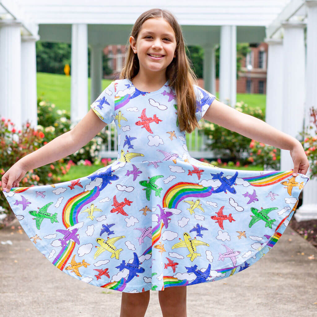 &quot;Flying Colors&quot; Airplanes Super Twirler Dress with Pockets