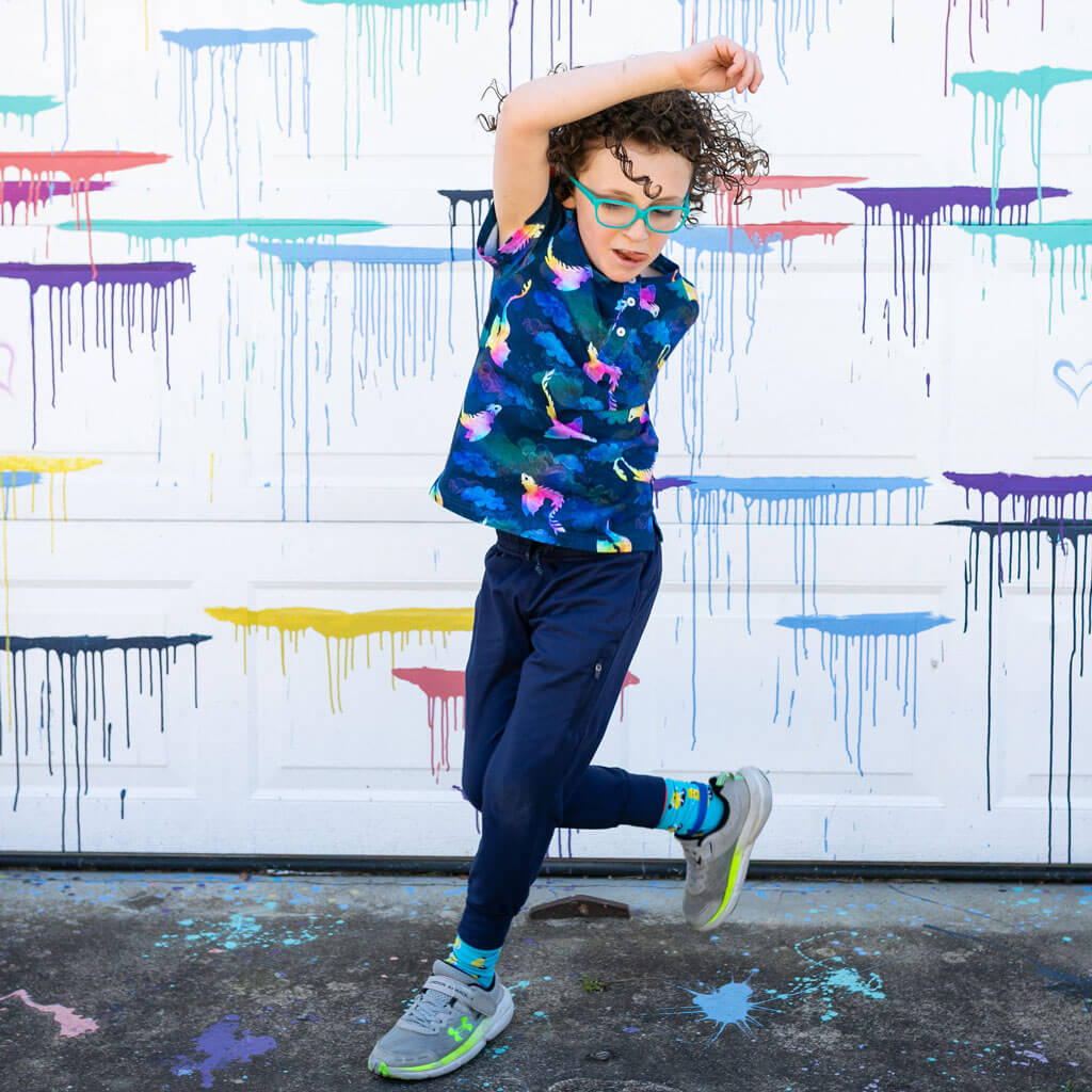 "Reign Clouds" Rainbow Amphiptere Dragons Henley Short Sleeve Tee