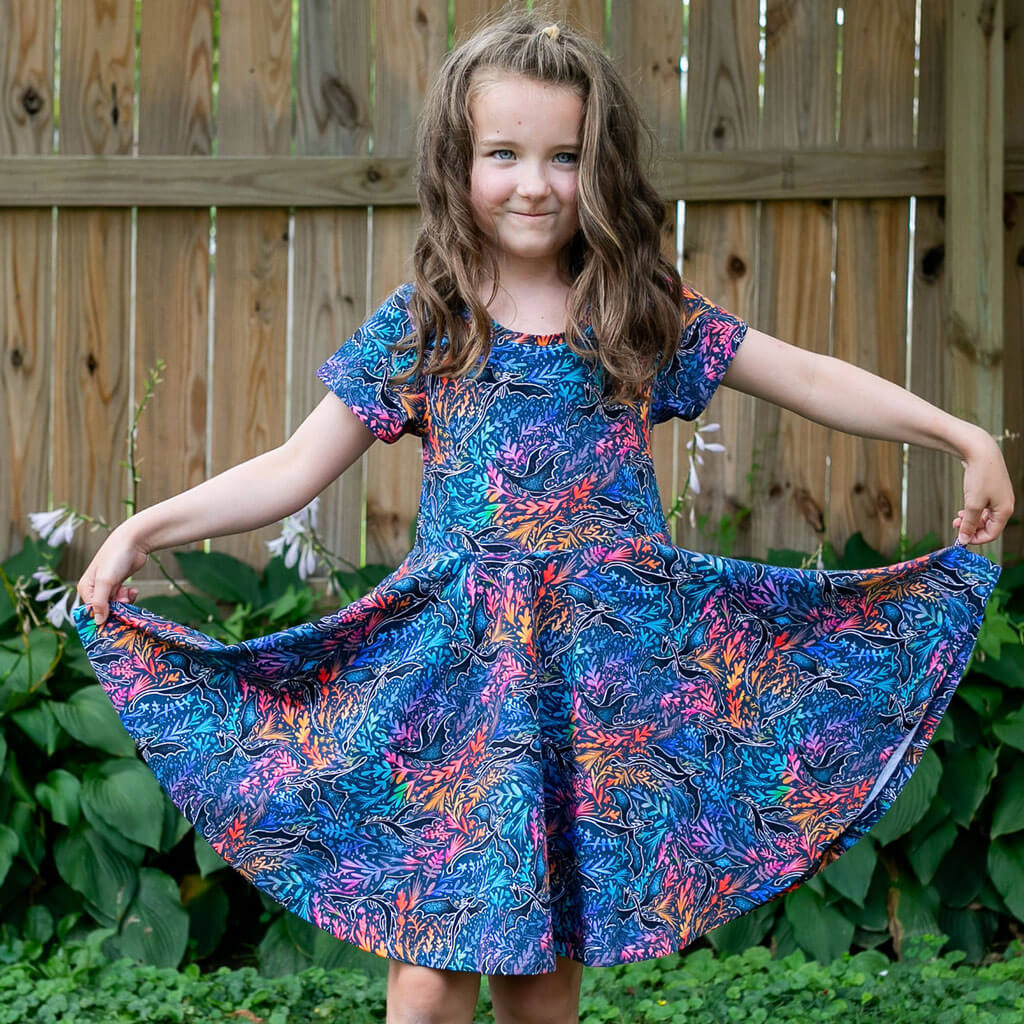 "Autumn Blaze" Dragons Super Twirler Dress with Pockets
