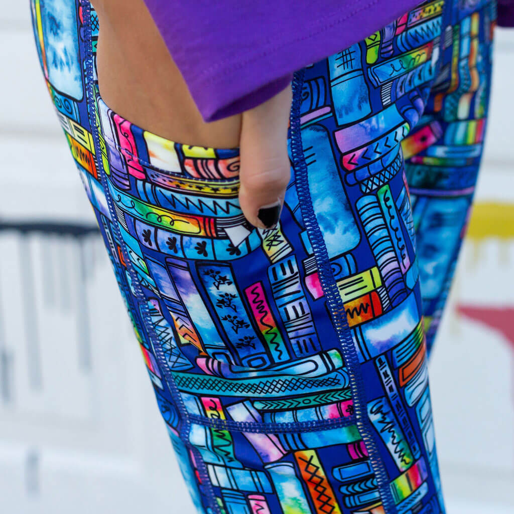 &quot;Lost in the Stacks&quot; Books Leggings with Pockets