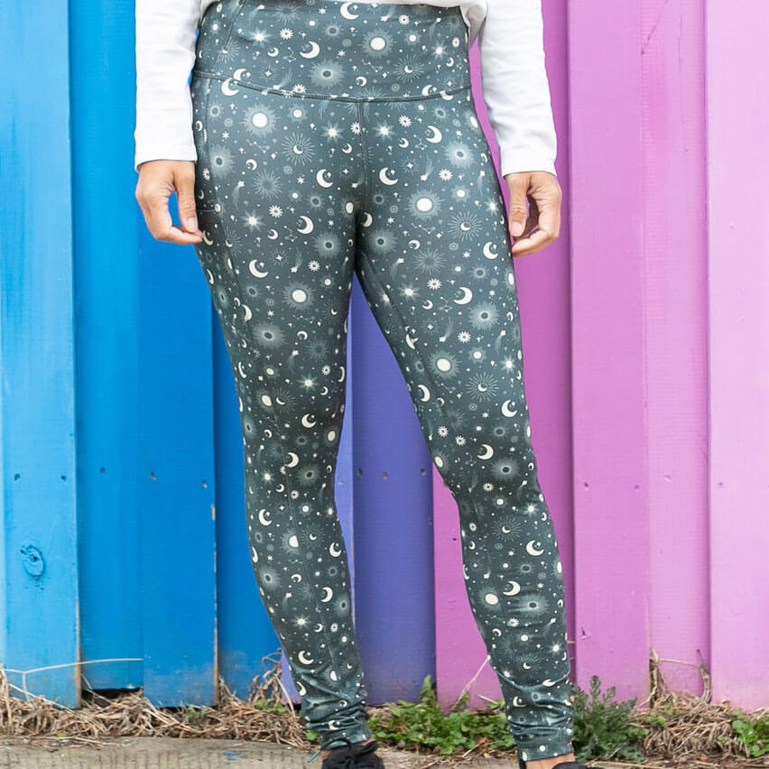 Adult "Space Case" Celestial Starbursts Leggings with Pockets