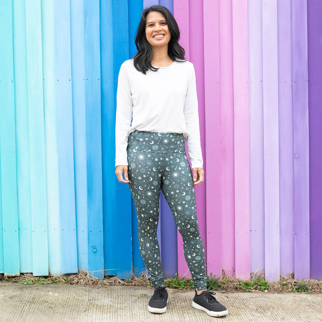 Adult "Space Case" Celestial Starbursts Leggings with Pockets