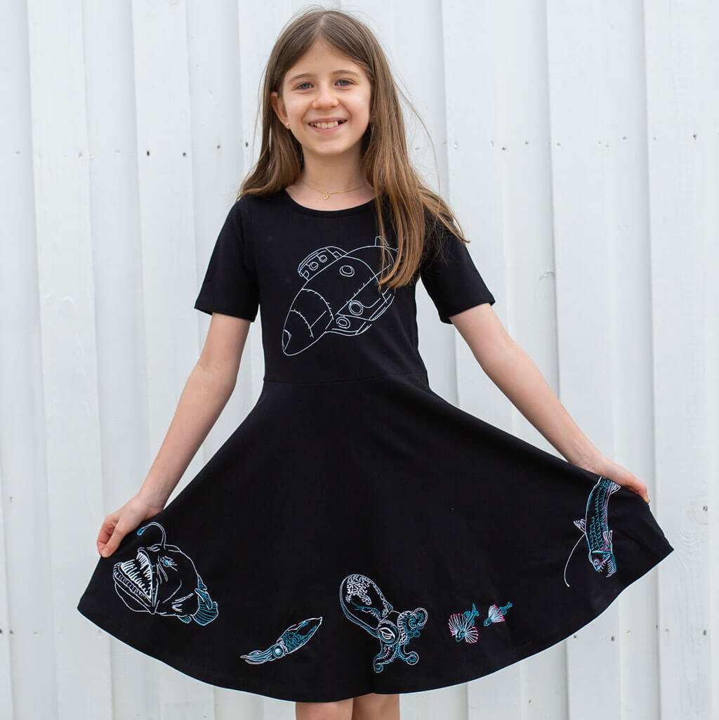 Deep Sea Creatures Ballerina Dress with Pockets