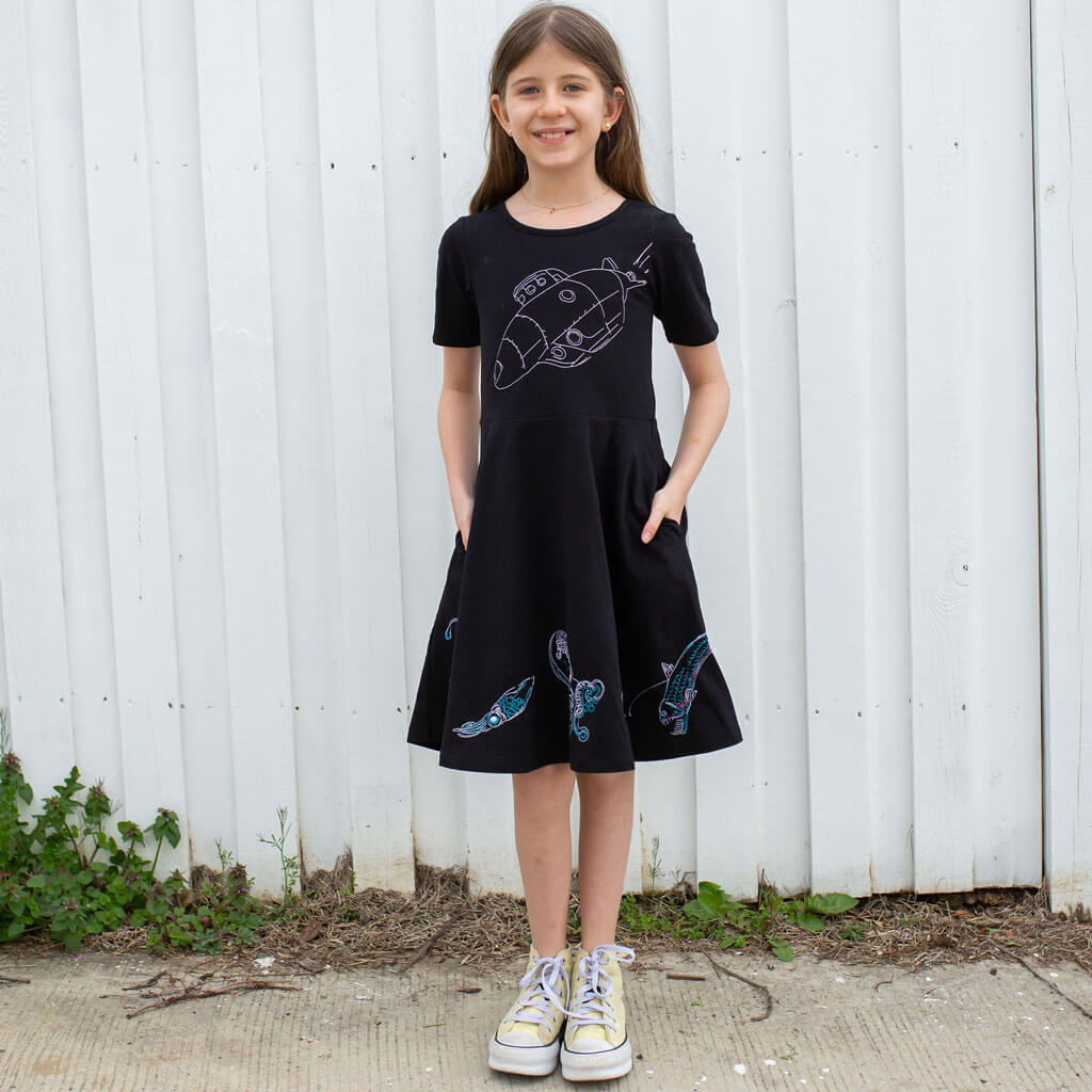 Deep Sea Creatures Ballerina Dress with Pockets