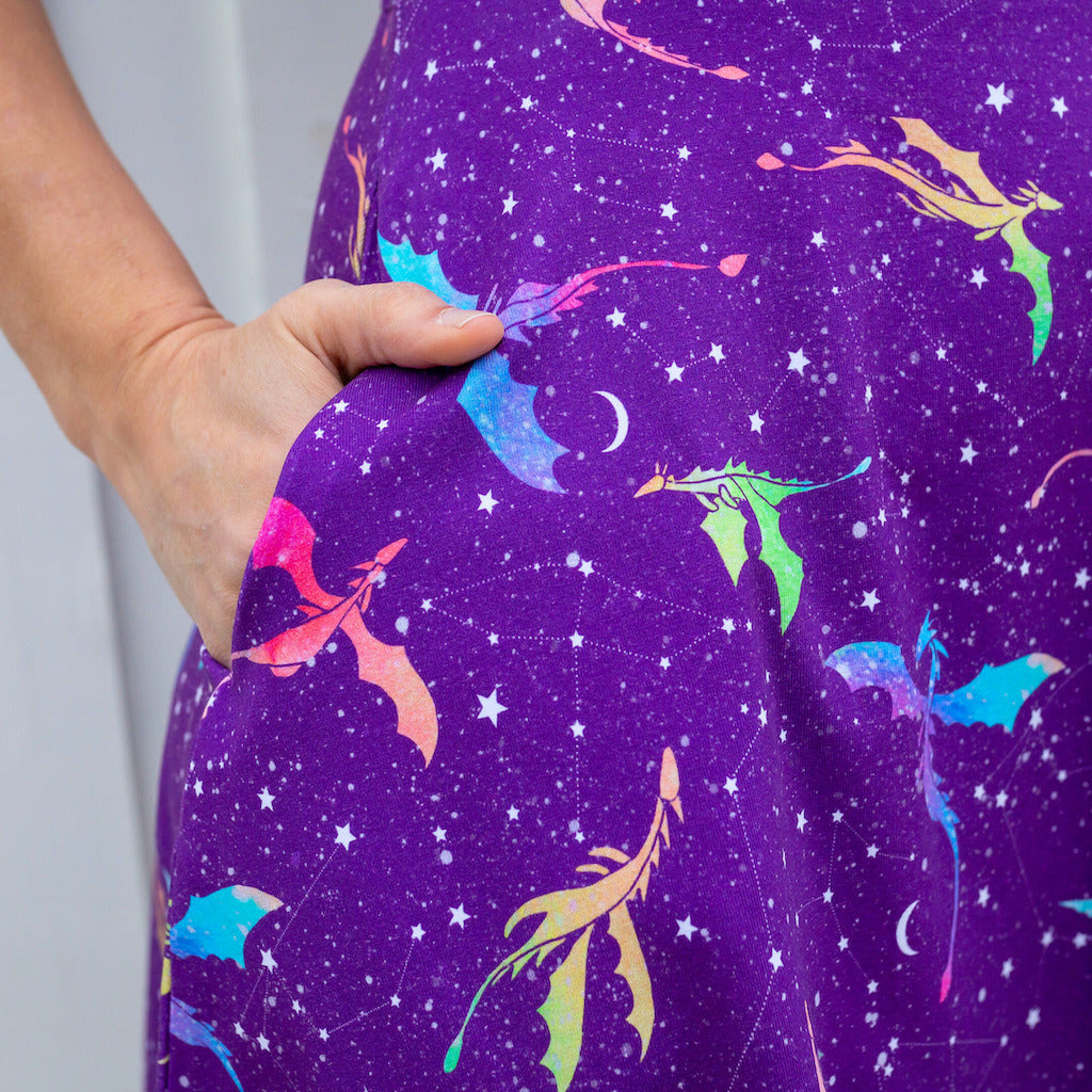 Adult "Star Fire" Stellar Dragons Sleeveless Dress with Pockets