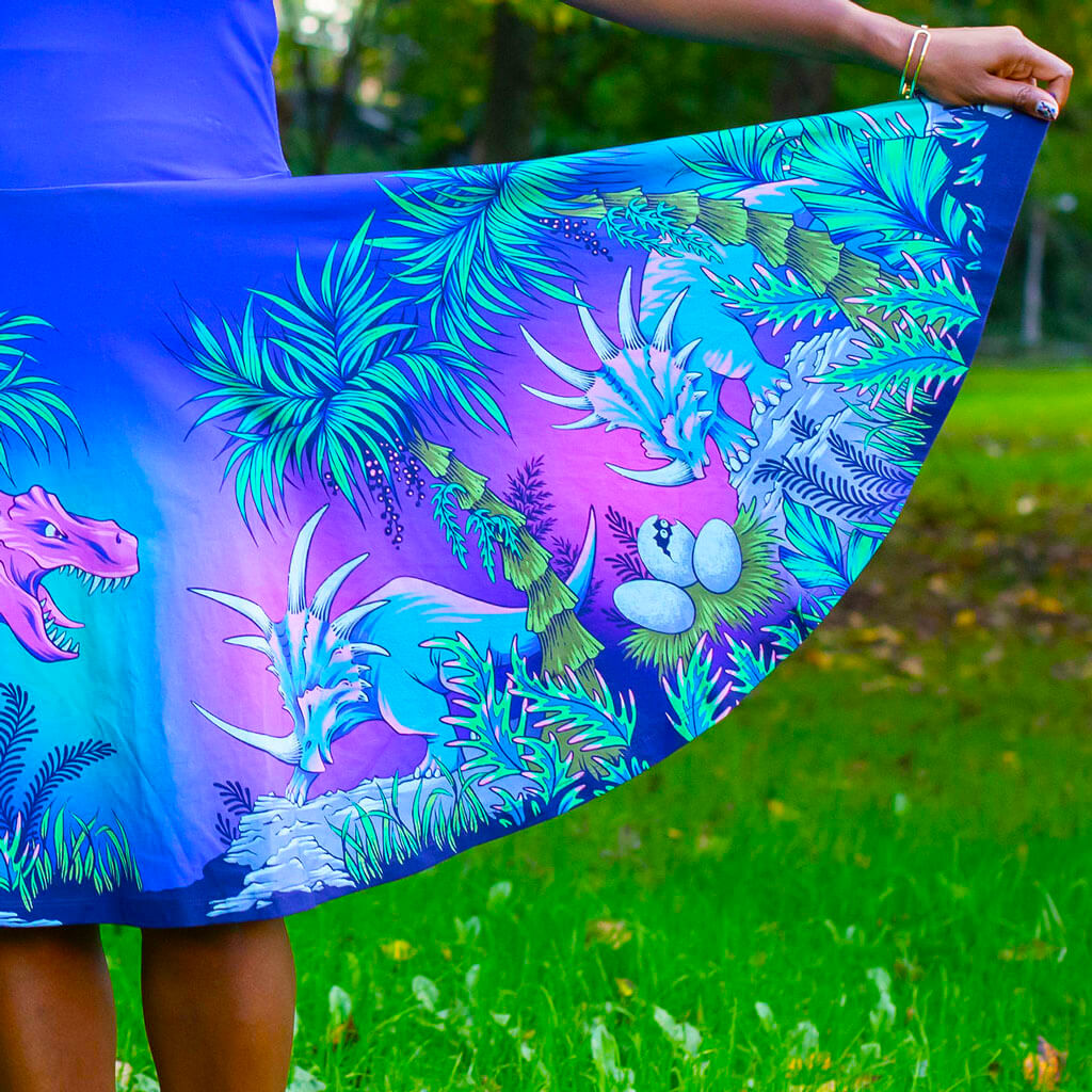 Adult Dinosaurs Super Twirler Dress with Pockets 24-26