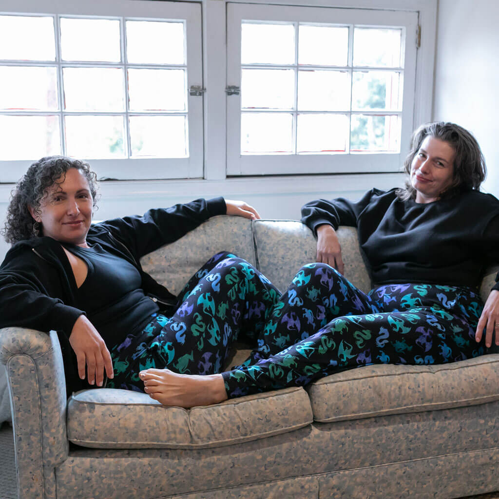 Adult "Wyrm & Cozy" Dragons Foldover Straight Leg Lounge Pants with Pockets