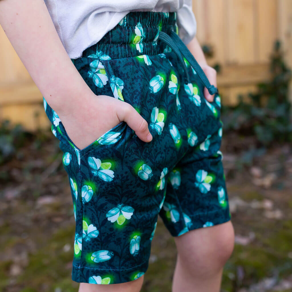 "Gotta Catch Em All" Fireflies Drawstring Shorts with Pockets
