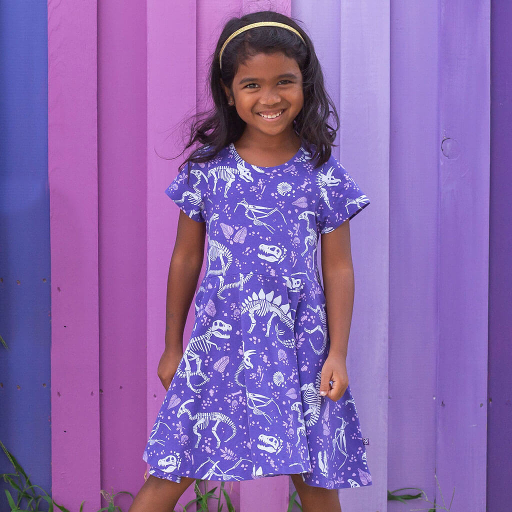 "Dinorama" Fossils Super Twirler Dress with Pockets