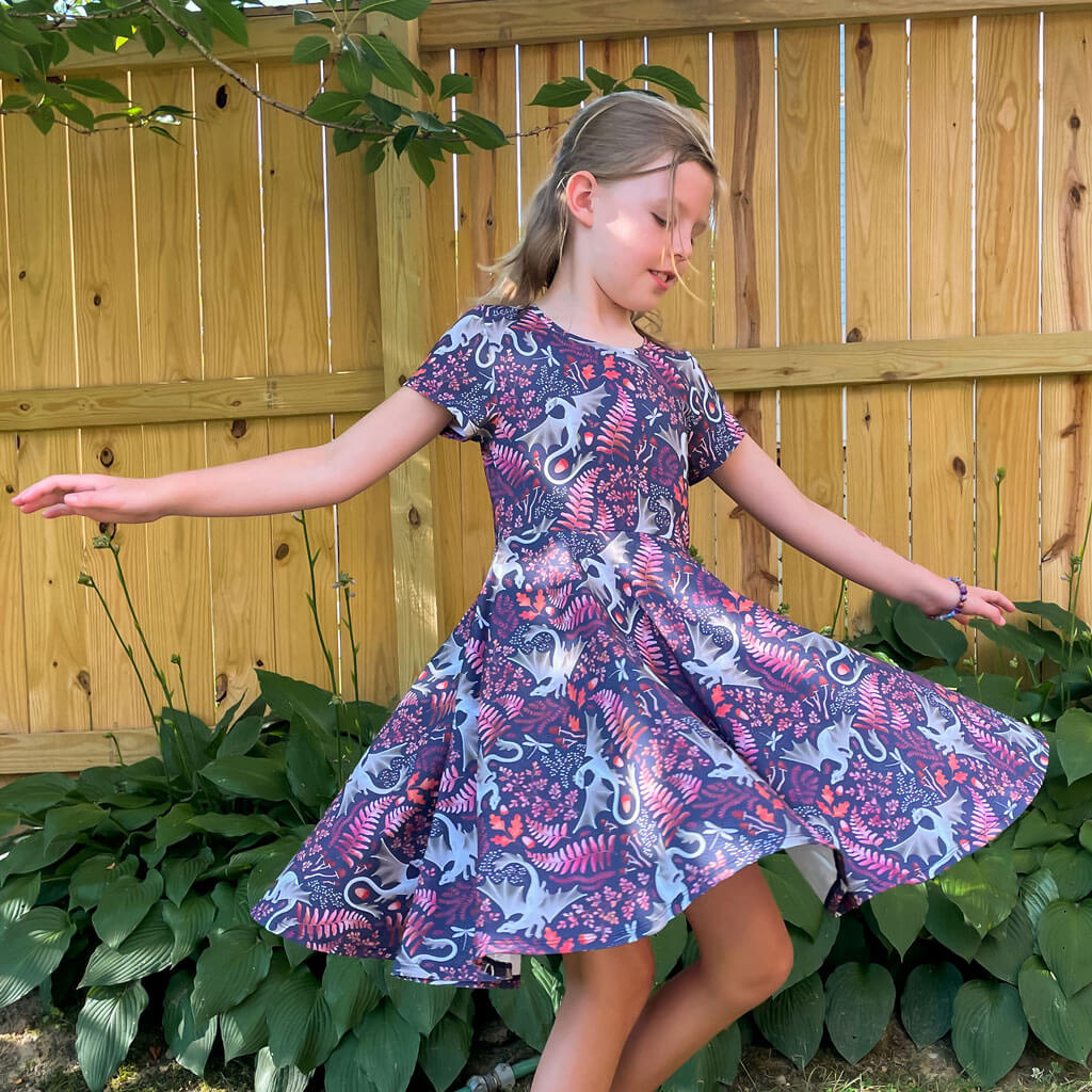 "Garden Guardians" Dragons Super Twirler Dress with Pockets