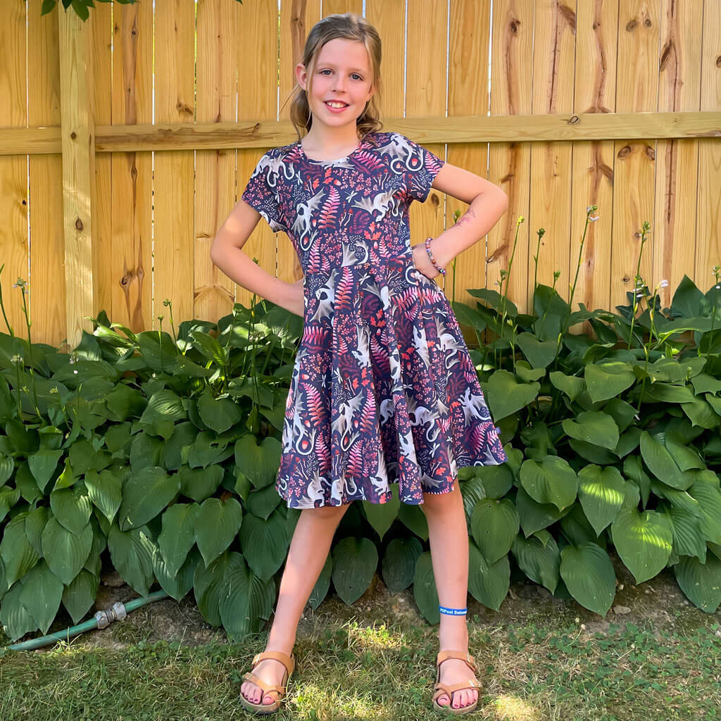 "Garden Guardians" Dragons Super Twirler Dress with Pockets