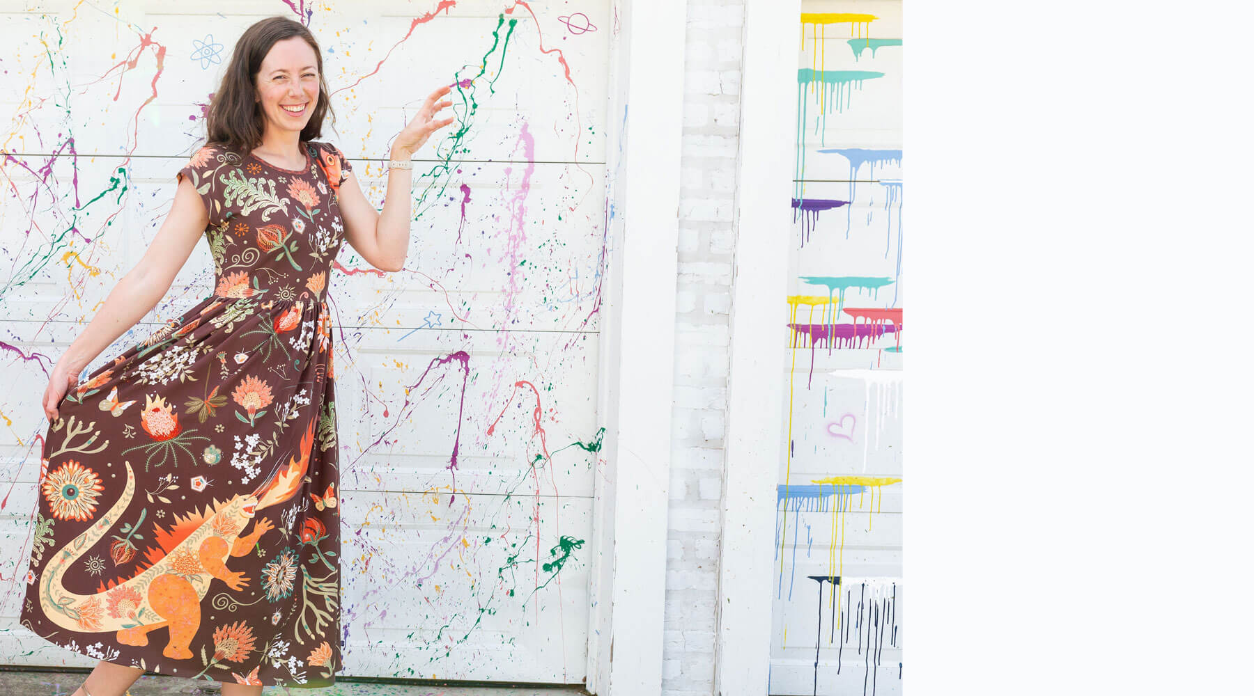 Adult kaiju monster maxi dress with pockets