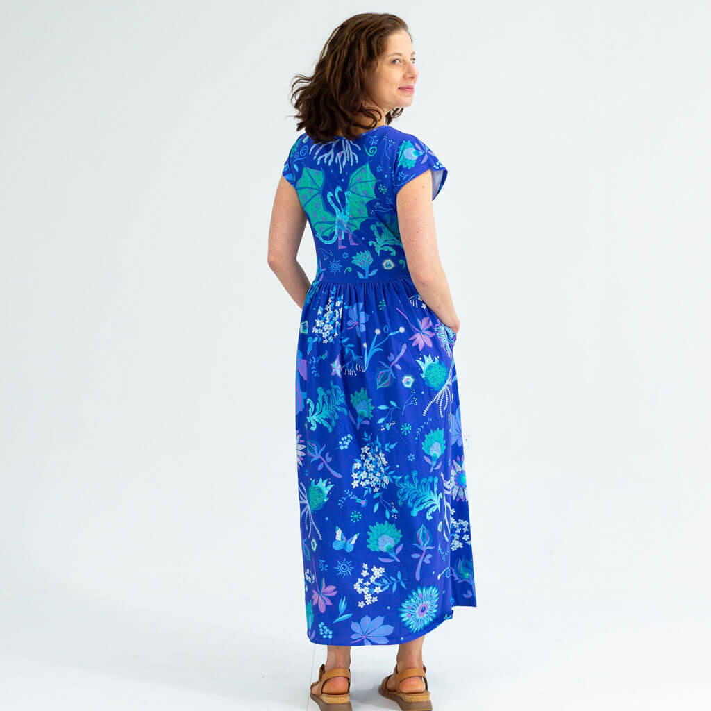 Adult Cool "Beast Mode" Kaiju Monsters Cap Sleeve Maxi Dress With Pockets
