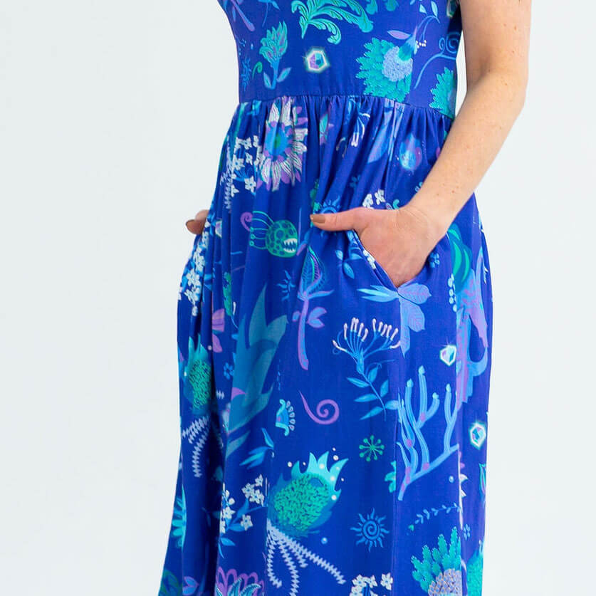 Adult Cool "Beast Mode" Kaiju Monsters Cap Sleeve Maxi Dress With Pockets