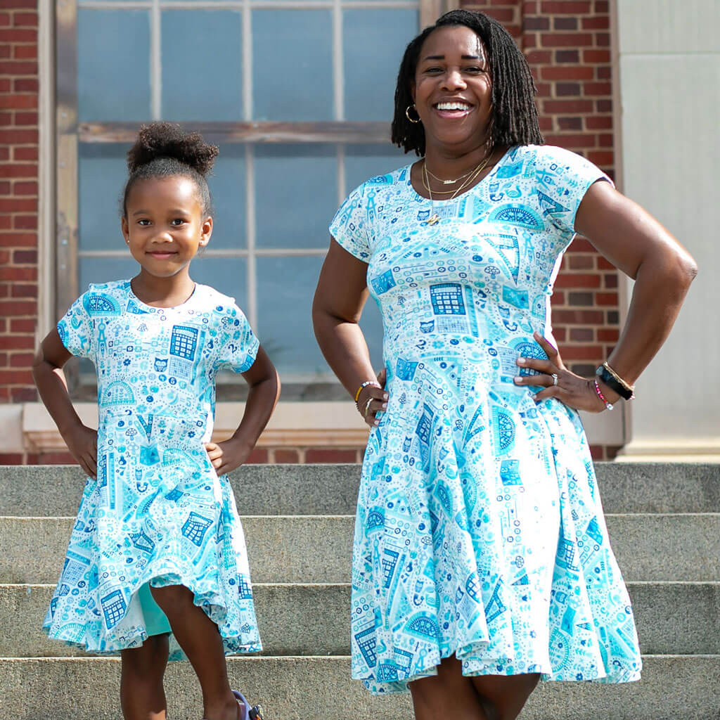 Adult "Math Rules!" School Supplies Dress with Pockets