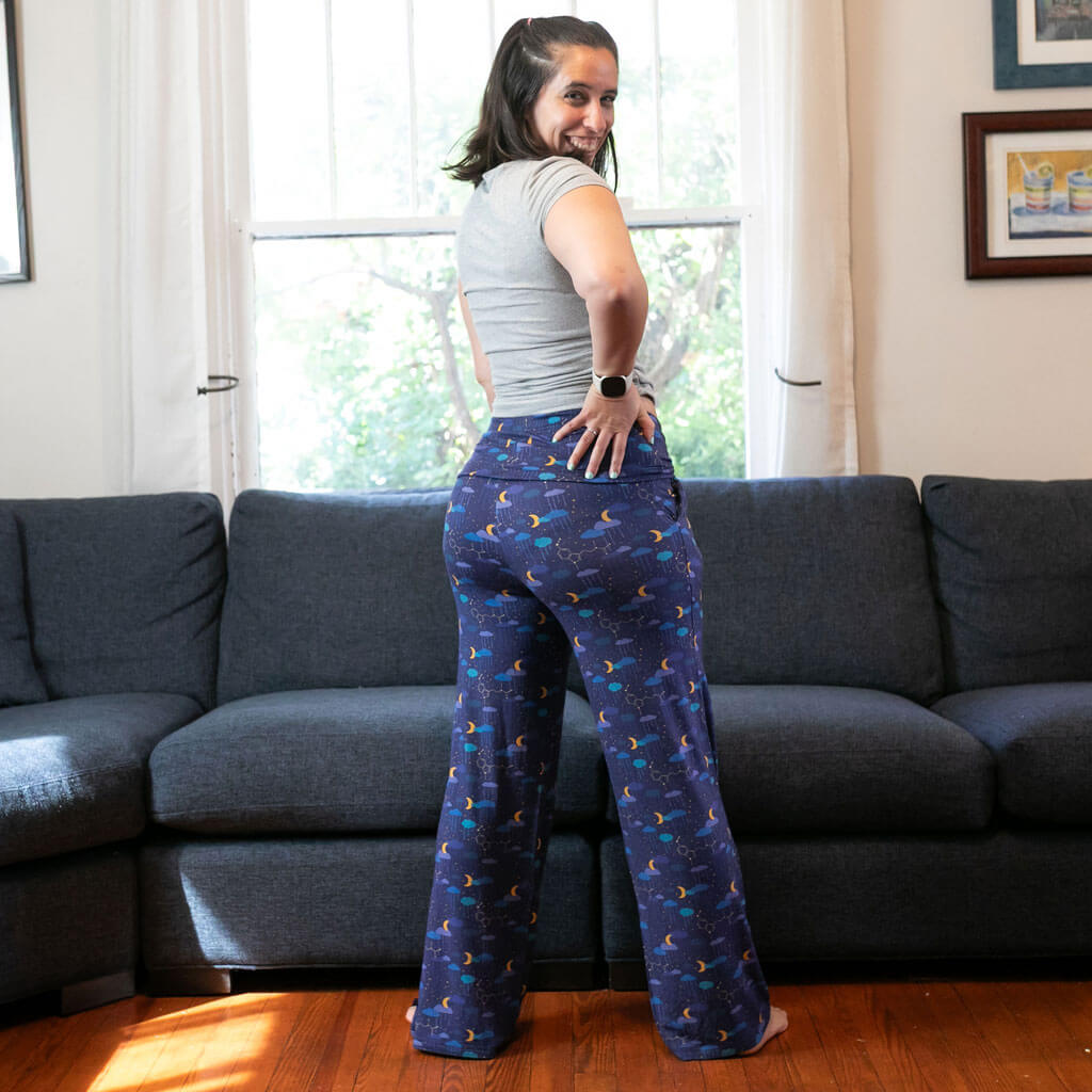 Adult "Goodnight Molecule" Sleepy Melatonin Foldover Straight Leg Lounge Pants with Pockets