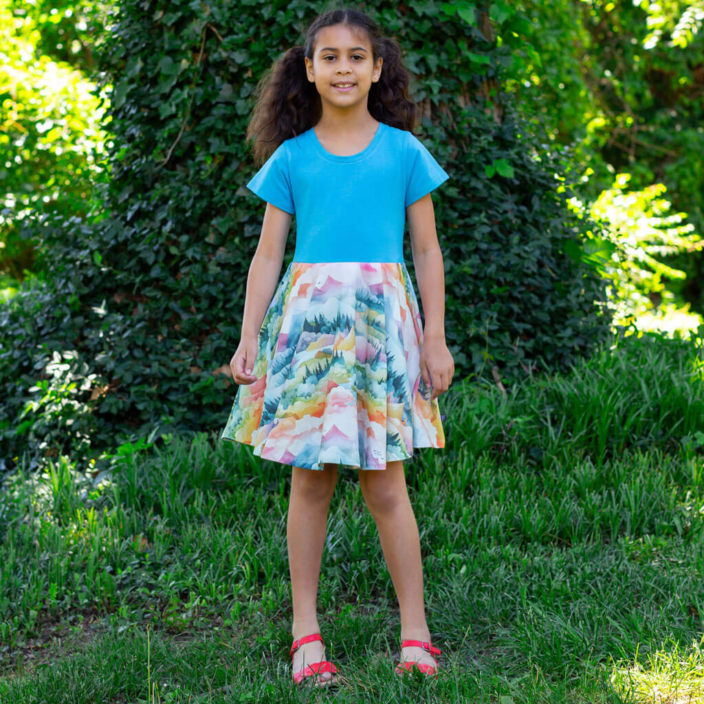 "Alpenglow" Mountain Landscape Super Twirler Dress with Pockets