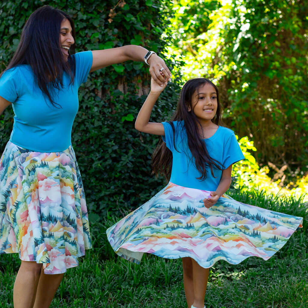 "Alpenglow" Mountain Landscape Super Twirler Dress with Pockets