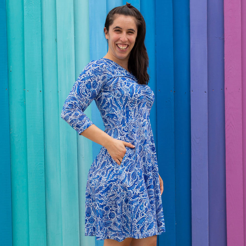 Adult Ancient Imprint Paleo Paisley V-Neck A-Line Dress with Sleeves and Pockets 12-14 Adult Ancient Imprint Paleo Paisley V-Neck A-Line Dress with Sleeves and Pockets 12-14