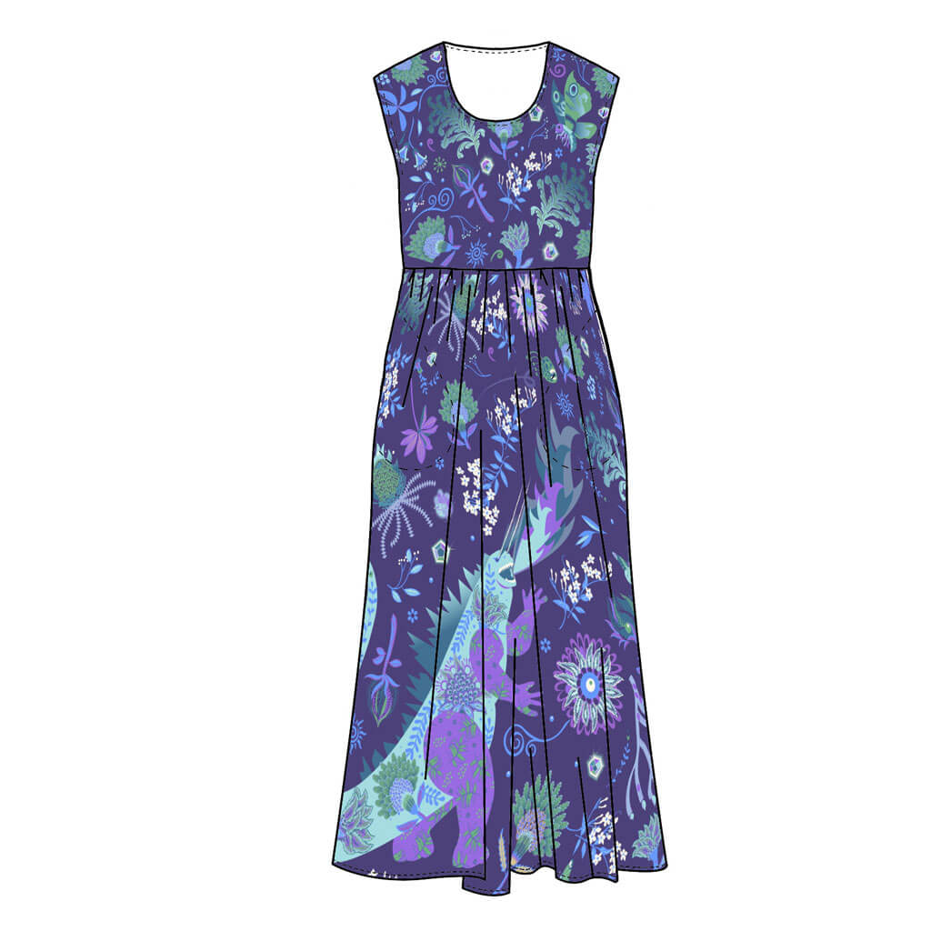 Adult Purple &quot;Beast Mode&quot; Kaiju Monsters Cap Sleeve Maxi Dress With Pockets