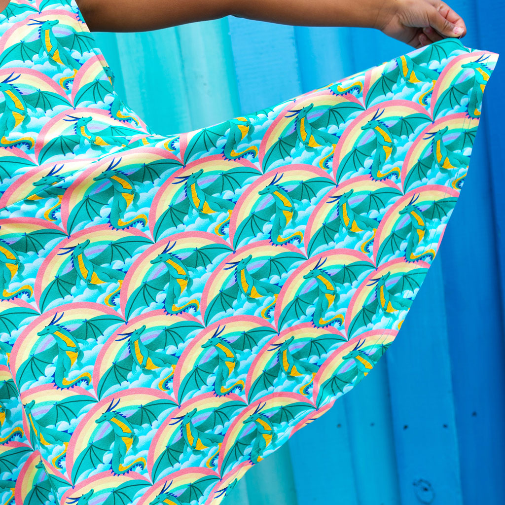 "Some Lair Over the Rainbow" Dragons Sleeveless Play Dress with Pockets