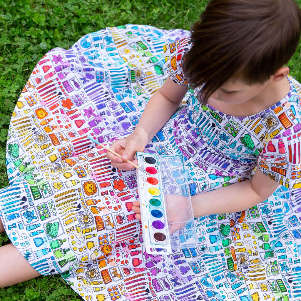 &quot;Smarty Paints&quot; Rainbow Art Supplies Super Twirler Dress with Pockets