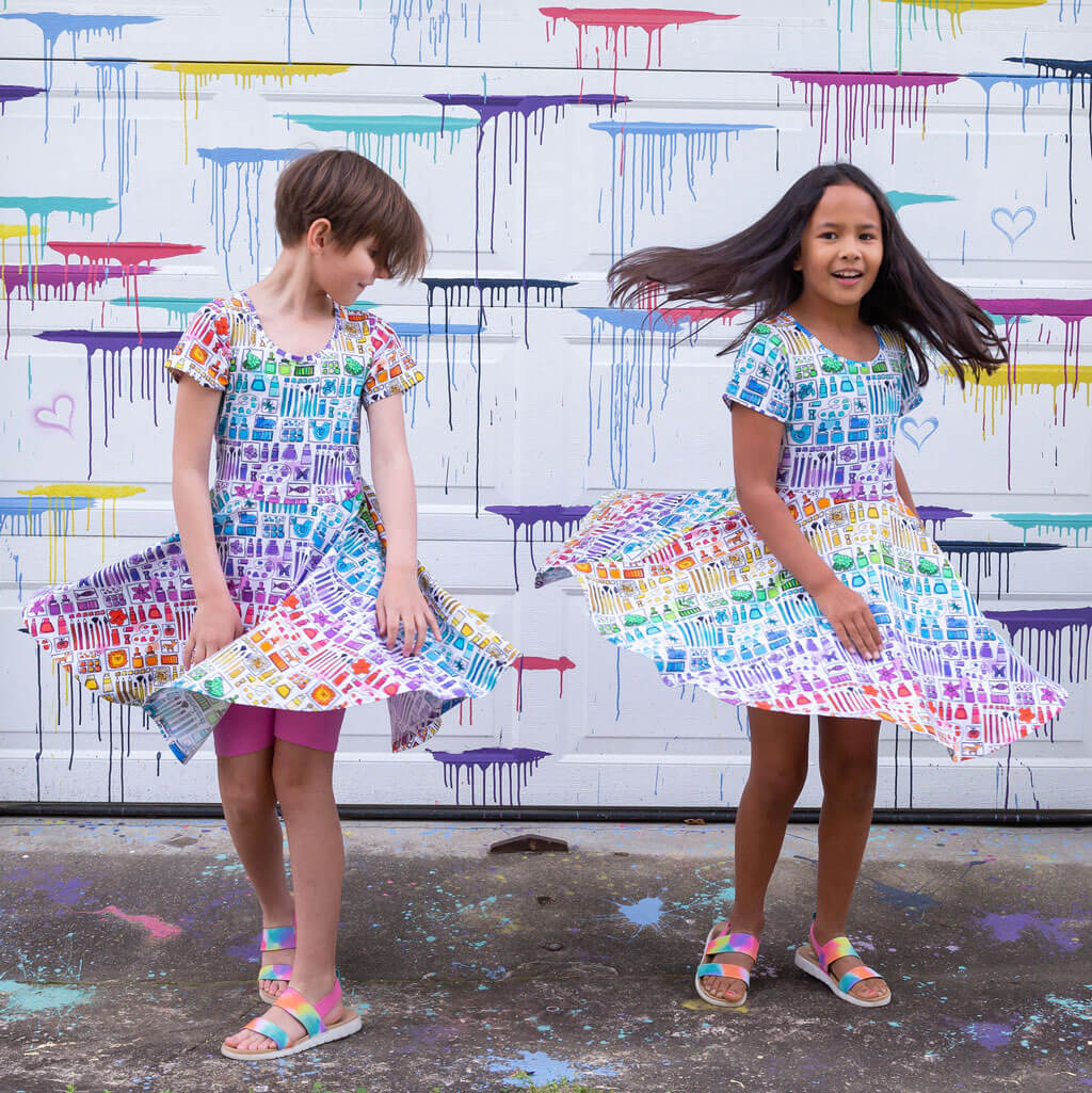 "Smarty Paints" Rainbow Art Supplies Super Twirler Dress with Pockets