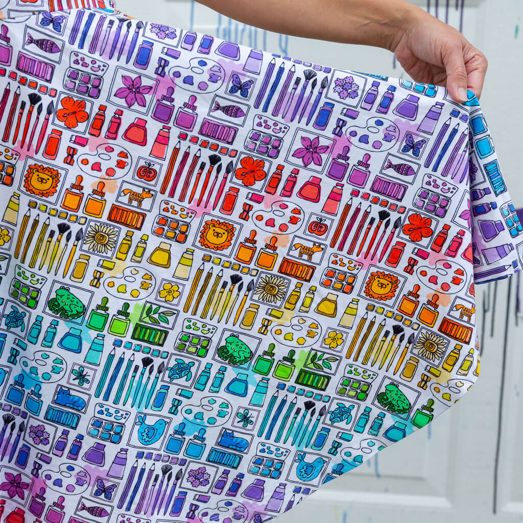 Adult "Smarty Paints" Rainbow Art Supplies Super Twirler Dress with Pockets