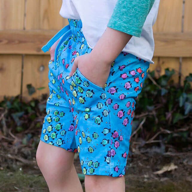 "Summer School" Rainbows of Fish Drawstring Shorts with Pockets