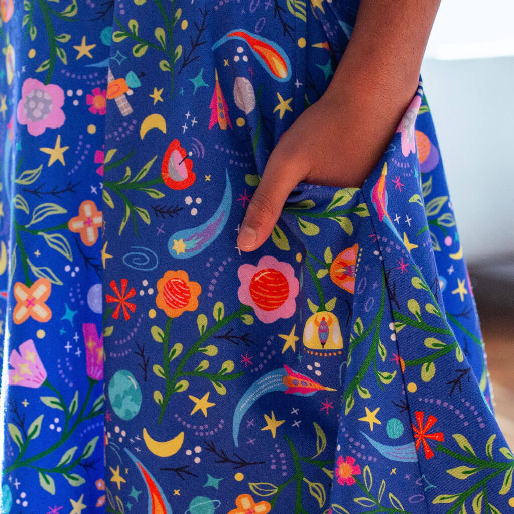"Gardeners of the Galaxy" Space Paisley Sleeveless Play Dress with Pockets