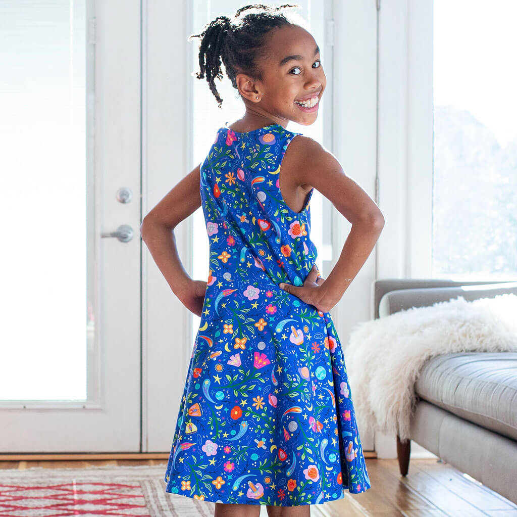 "Gardeners of the Galaxy" Space Paisley Sleeveless Play Dress with Pockets