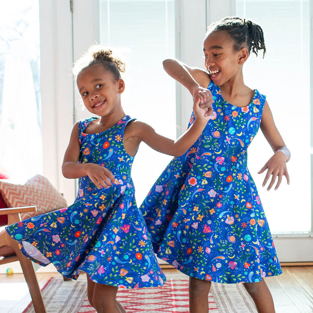 "Gardeners of the Galaxy" Space Paisley Sleeveless Play Dress with Pockets