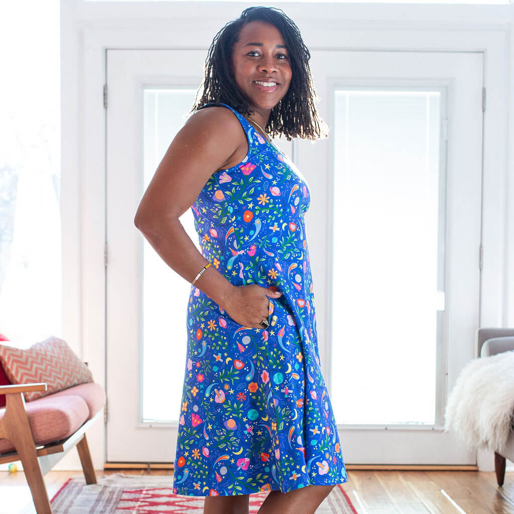 Adult "Gardeners of the Galaxy" Space Paisley Sleeveless Dress with Pockets