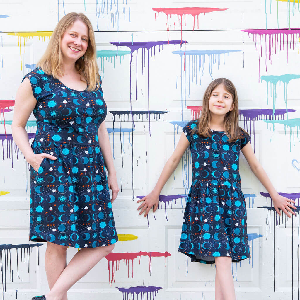 Adult "Gravity Assist" Rocket to the Moon Cap Sleeve Dress with Pockets