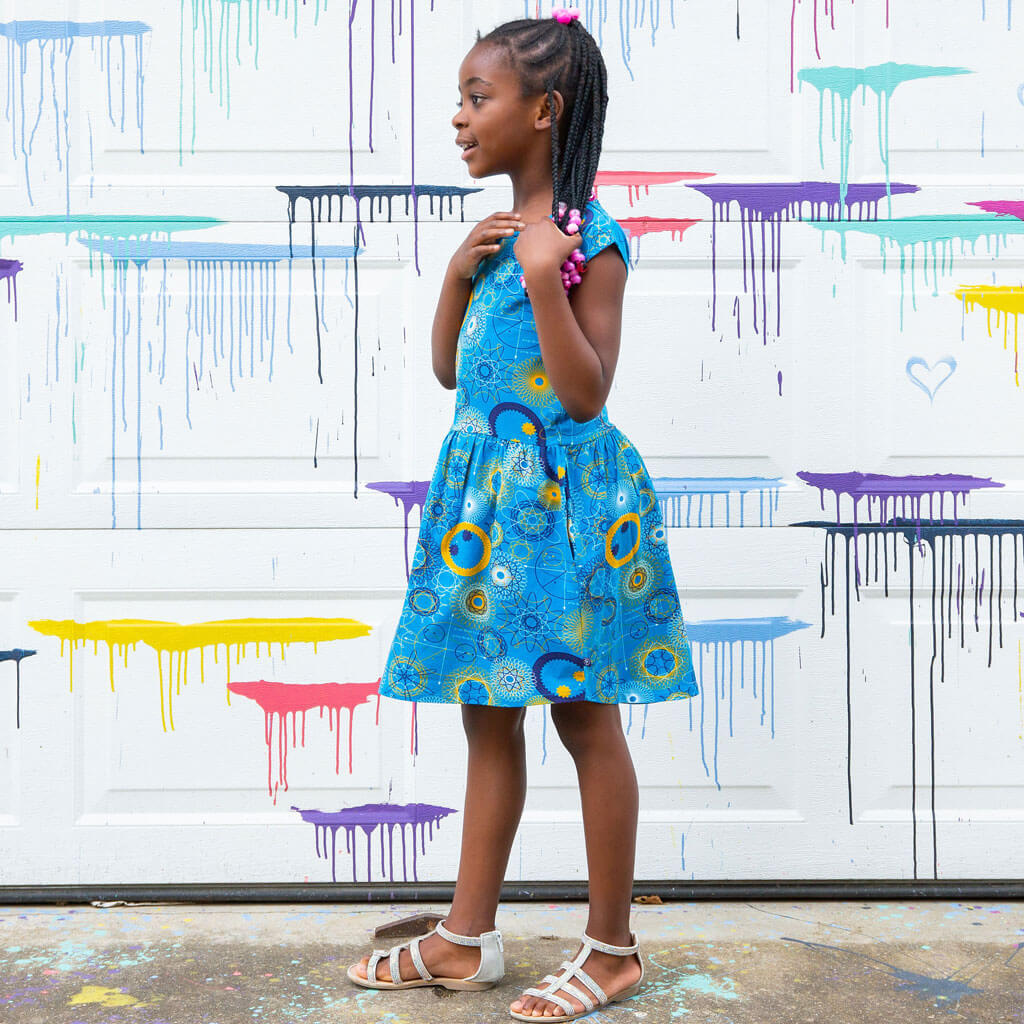 "Spin Cycle" Roulette Curves Cap Sleeve Dress with Pockets