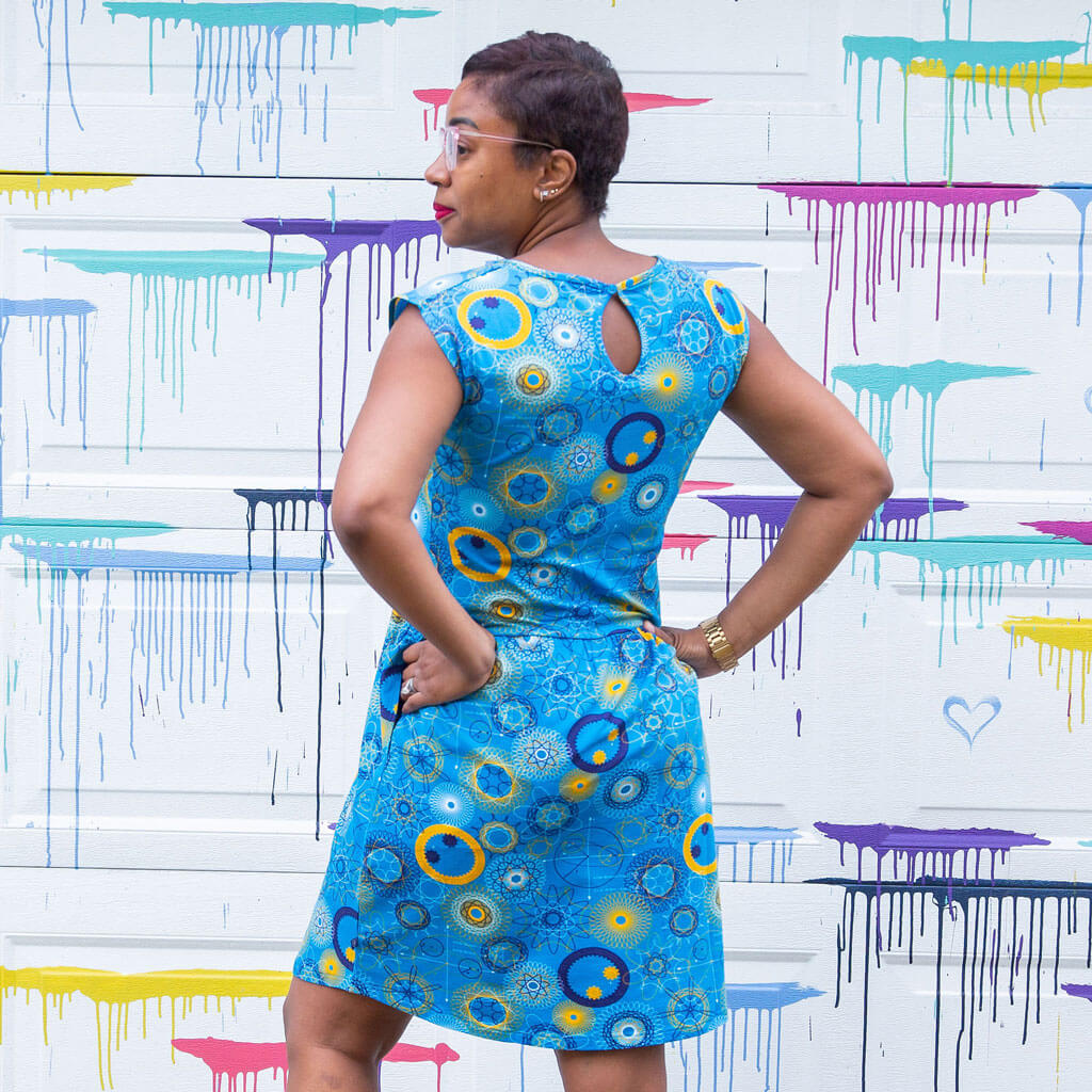 Adult "Spin Cycle" Roulette Curves Cap Sleeve Dress with Pockets