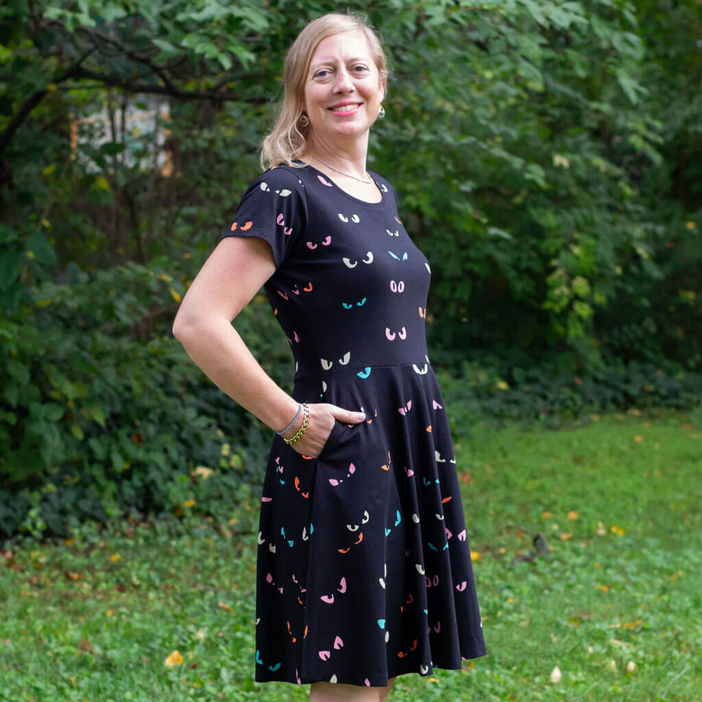 Adult "Jeepers Creepers" Spooky Eyes A-Line Dress with Pockets