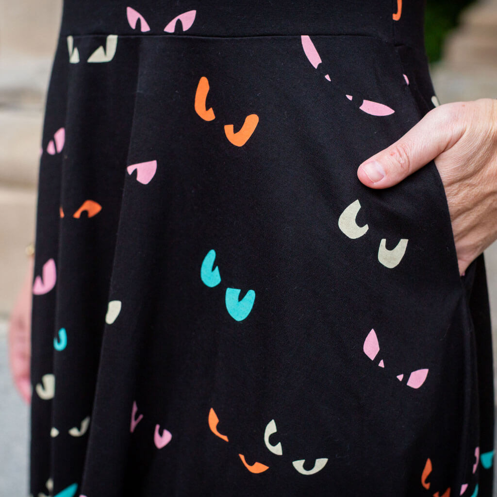 Adult "Jeepers Creepers" Spooky Eyes A-Line Dress with Pockets