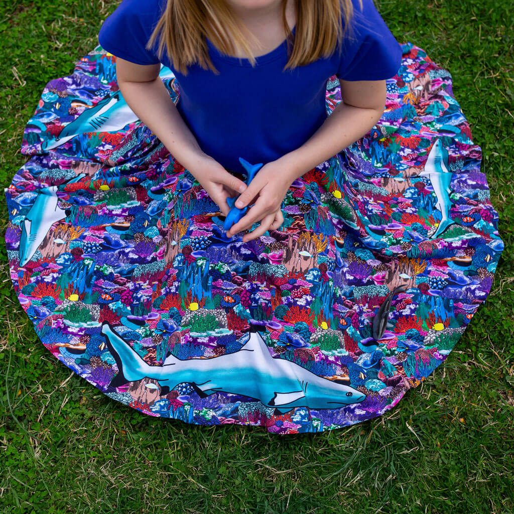 "Chomping Grounds" Shark Reef Super Twirler Dress with Pockets