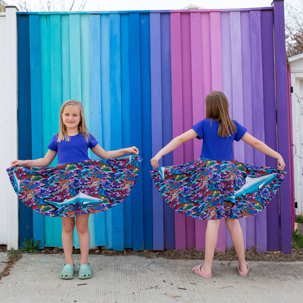"Chomping Grounds" Shark Reef Super Twirler Dress with Pockets
