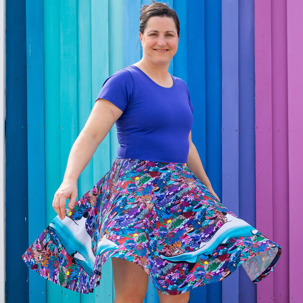 Adult "Chomping Grounds" Shark Reef Super Twirler Dress with Pockets