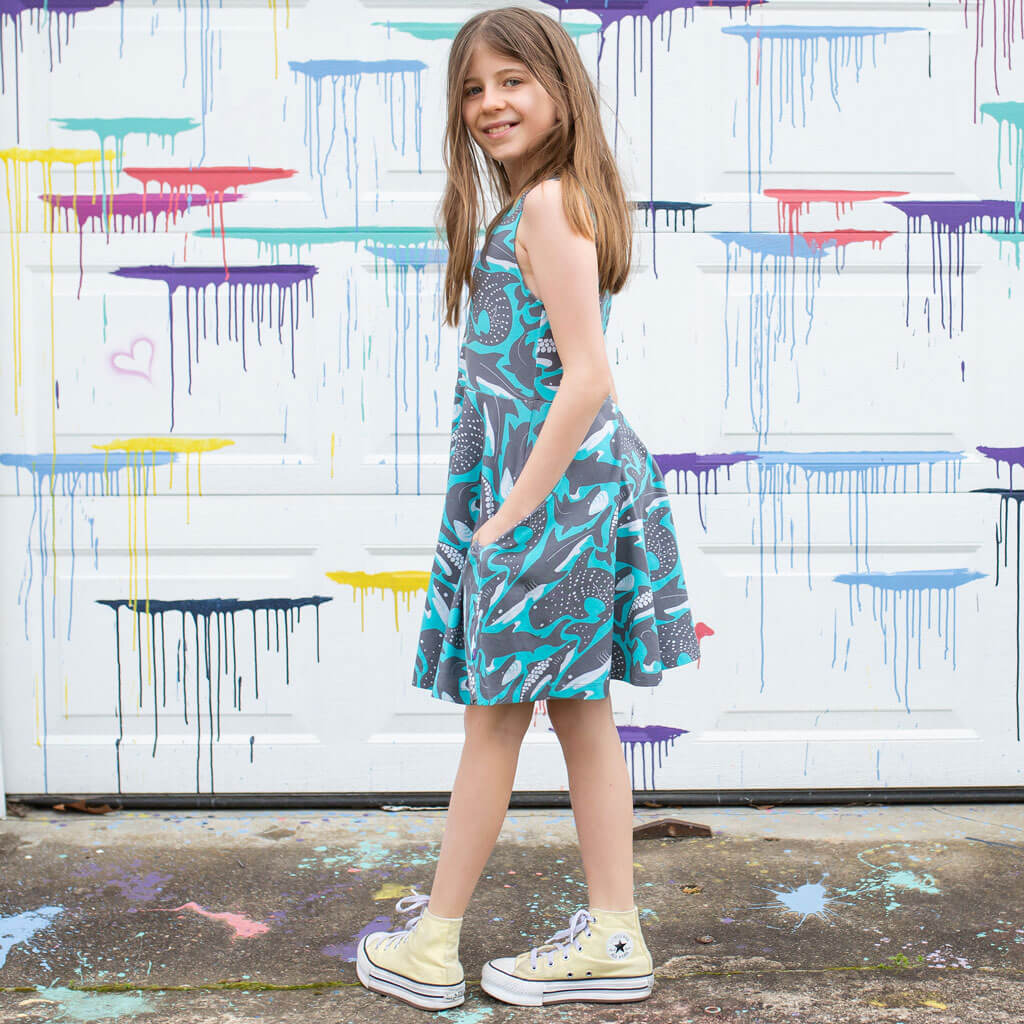 princess awesome shark dress Adult "Megabites" Sharks Sleeveless Dress with Pockets