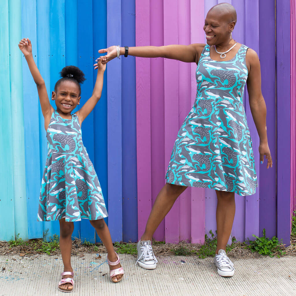 princess awesome shark dress Adult Chomping Grounds Shark Reef Super Twirler Dress with Pockets 24-26