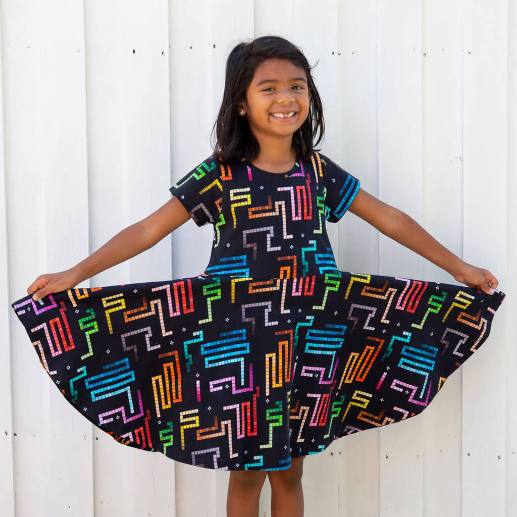 &quot;Snake Byte&quot; Arcade Game Super Twirler Dress with Pockets