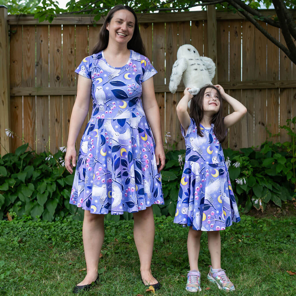 "Hoot Couture" Snowy Owls Super Twirler Dress with Pockets